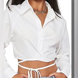 Set of 2: Cross Cross Tie Cropped Blouses